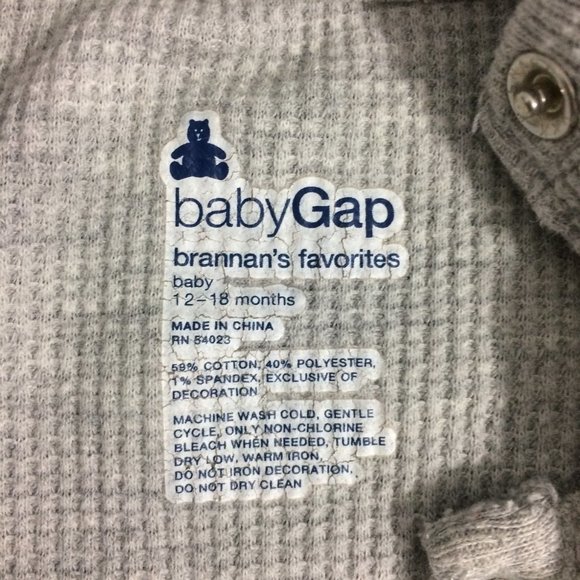 Baby Gap 12-18M Gray Brannans Favorites Onesie - Picture 4 of 4
